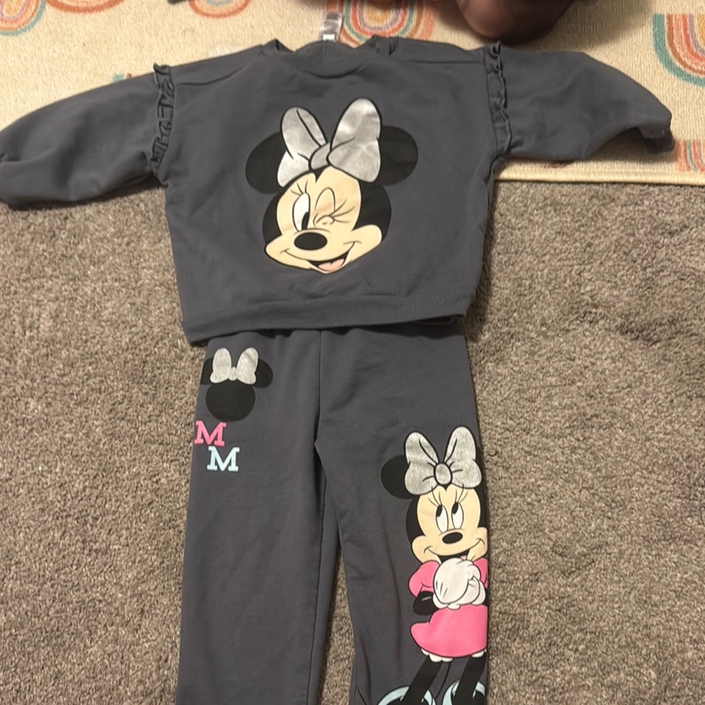 Disney Gray Minnie Mouse Kids Matching Set